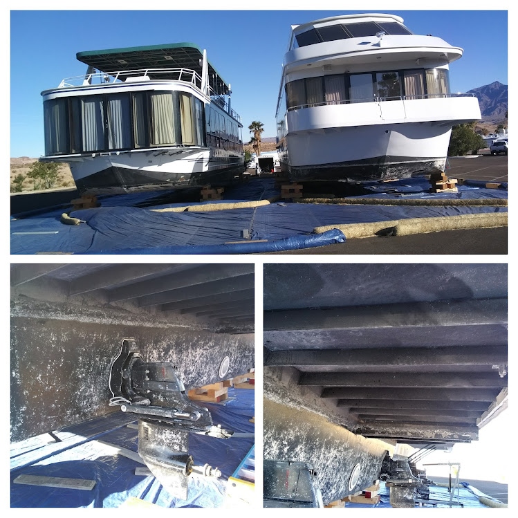 Houseboat sandblasting at Lake Havasu